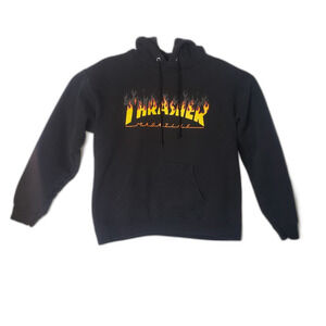 THRASHER Magazine Hoodie Sweatshirt Black Vintage 90's Unisex Size Small